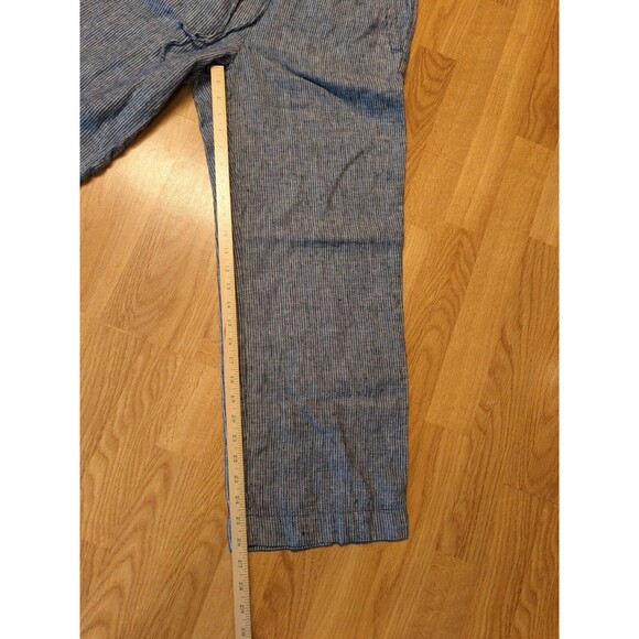 Talbots Pants Womens Size 8 Blue White Stripes Linen Pockets Drawstring - Picture 3 of 11